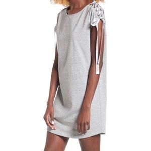Sincerely Jules Gray Laced Shoulder T-Shirt Dress